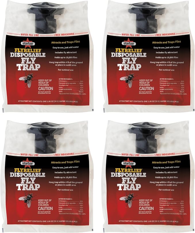 Starbar FlyRelief Disposable Fly Trap Bags, 4-Pack, Outdoor Traps