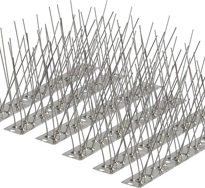 304 Stainless Steel Bird Spikes for Outside, Durable Pigeon Spikes Fence Kit to Keep Small Birds, Crows and Woodpeckers Away, Outdoor Scare Devices, 6 Pcs Covers 4.92 FT