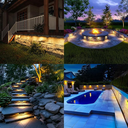 Teekuv 8 Pack 7 Inch Retaining Wall Lights, 5W LED Hardscape Lighting IP65 Waterproof 12V AC/DC Low Voltage Step Lights Outdoor, Soft White 2700K Landscape Wall Lighting for Pathway Paver Stair