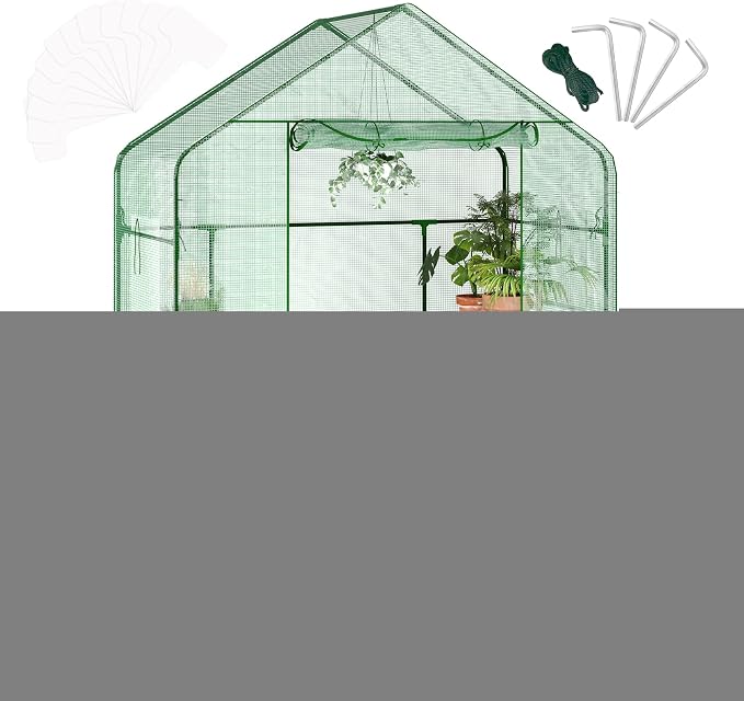 Greenhouse, 57 x 29 x 76'' Greenhouses for Outdoors, Durable Green House Kit with Window, Thicken PE Cover, 3 Tiers 12 Shelves, Portalbe Walk in Green Houses for Indoor Backyard Outside