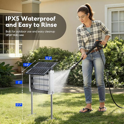Solar Bug Zapper Outdoor, 4500V Mosquito Zapper with Dual Solar Panels | Auto On/Off, IPX5 Waterproof Mosquito Killer For Backyard, Patio, Garden, Camping And Up To 1/2 Acre Coverage