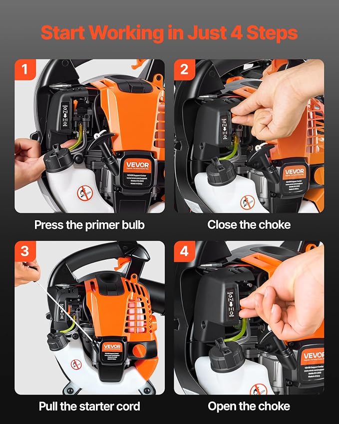 VEVOR Gas Leaf Blower, 25.4CC 4-Stroke Gas Powered Handheld Leaf Blower with 0.75L Fuel Tank, 340 CFM Air Volume, 130 MPH Air Speed, Ideal for Lawn Care, Leaves Cleaning, Yard Debris & Snow Removal | 0.75L Fuel Tank, 340 CFM Air Volume, 130 MPH Air Spe...
