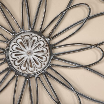 YiLifebes Metal Flower Wall Decor, 18”x18” Metal Floral Scroll Wall Art, Iron Wall Decoration Sculpture for Living Room Bedroom Bathroom Outdoor Garden, (Flower A)