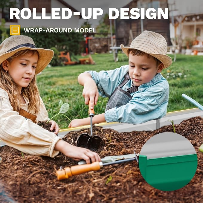 DWVO Raised Beds for Garden,870L Raised Bed Metal,0.35mm Galvanised Steel galvanised Planter with Safety Edging&4pcs Support Rod for Garden Vegetables Fruit(Green 180X90X54CM)