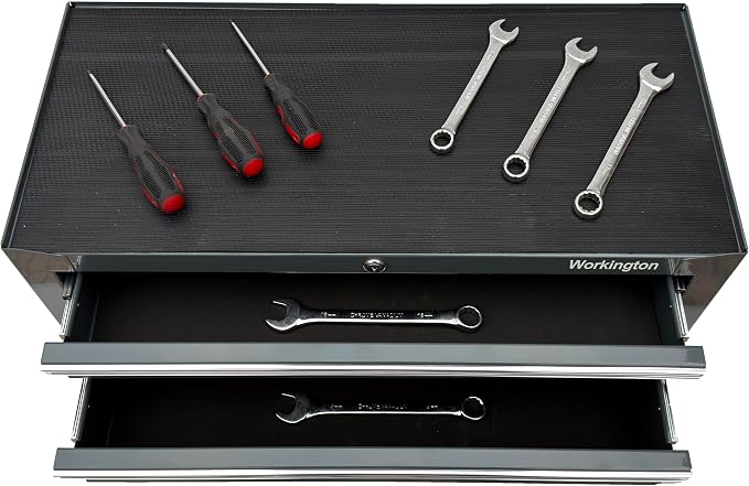 Workington Industrial 2 Drawers Portable Metal Intermediate Box, 26" Middle Tool Chest Cabinet with Ball Bearing Drawer Slides, Steel Tool Storage Box Organizer 4008 Gray