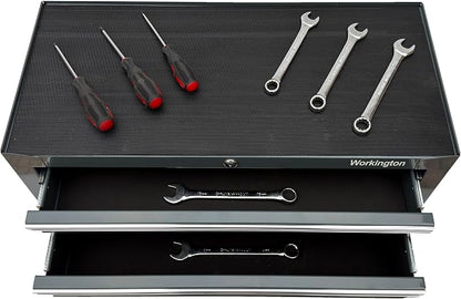 Workington Industrial 2 Drawers Portable Metal Intermediate Box, 26" Middle Tool Chest Cabinet with Ball Bearing Drawer Slides, Steel Tool Storage Box Organizer 4008 Gray