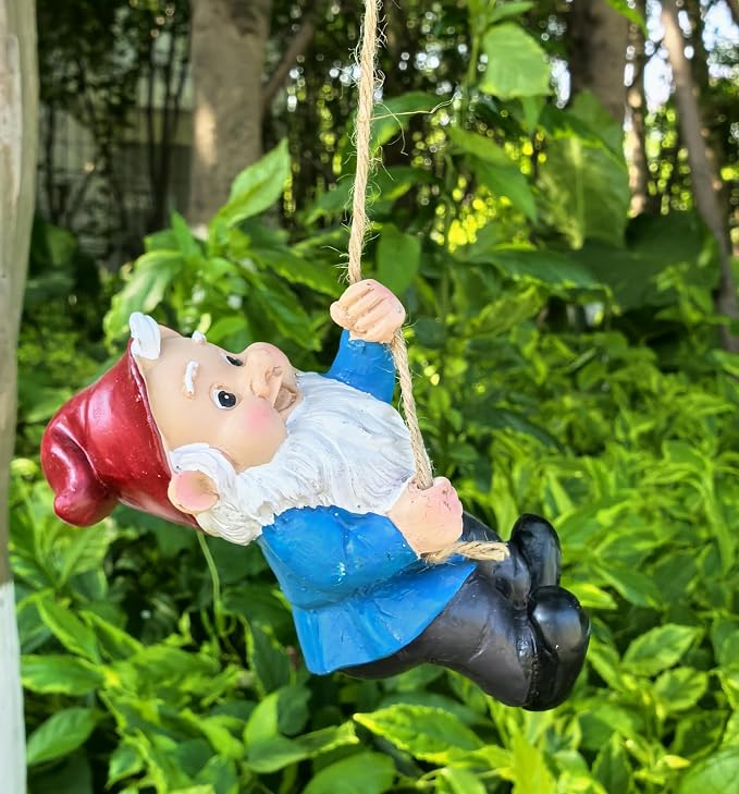 Gnome Garden Decoration Climbing Tree Decor Outdoor,Fairy Door Tree Face Figurine Lawn Patio Decor,Funny Climbing Elves Tree Peeker Sculpture Yard Art