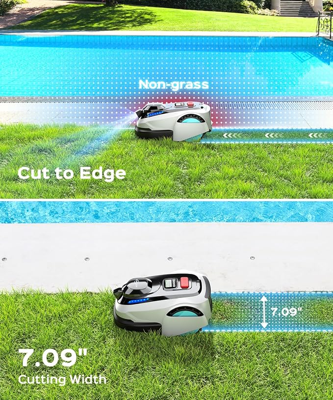 YARDCARE N1600 PRO Robot Lawn Mower, Wireless Design with RTK+Vision Navigation, 0.4 Acre Coverage, APP Smart Control Robot Lawn Mower, Multi-Zone Mowing, Curved Path, Adjustable Cutting Height