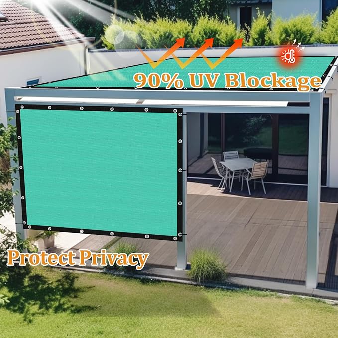 Shade&Beyond Customized Size 90% Sun Shade Cloth with Grommets, 4' X 17' Pergola Shade Cover Canopy, Mesh Tarp Sun Screens for Patio, Outdoor, Garden, Backyard GN01, Turquoise