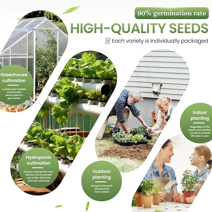 36 Vegetable Variety Pack - 17,600+ Non-GMO Heirloom Seeds for Planting Vegetables and Herbs, 36 Individually Packed Seed Packets for Indoor, Outdoor, Greenhouse & Hydroponic Gardening