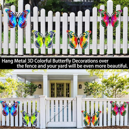 Metal Butterfly Wall Decor, Colorful Outdoor & Indoor Humming Butterflies yard wall art Decoration. Ideal for Patio, Fence, Garden, Living Room & Balcony Decor- Hanging Ornaments to Elevate Your Space