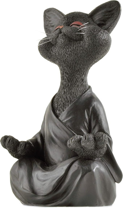 Meditating Happy Cat Statue – Zen Mindfulness Decor for Cat Lovers