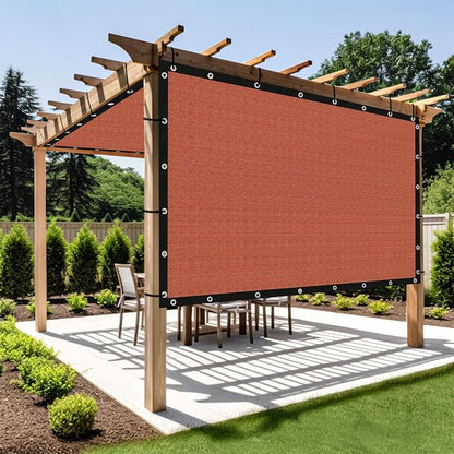 Shade&Beyond Customized Size 4' X 12' Shade Cloth with Grommets, 90% UV Protection UV Protection Mesh Tarp Sun Screens for Patio GN01, Rust Red