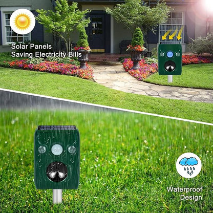 Ultrasonic Pest Repellent,Solar Animal Repeller,Outdoor Cat Repellent,Bird Repellent,Deer Repellent.Dog,Raccoon,Squirrel Repellent,Motion Activated LED Flashing Light Alarm Sound Animal Repellent