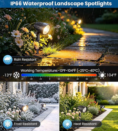 Low Voltage Landscape Lighting, 15W LED Landscape Spotlights with Connectors 12V-24V AC/DC 3000K IP66 Waterproof Warm White Spotlights for Yard Garden Pathway Outdoor (12 Pack)