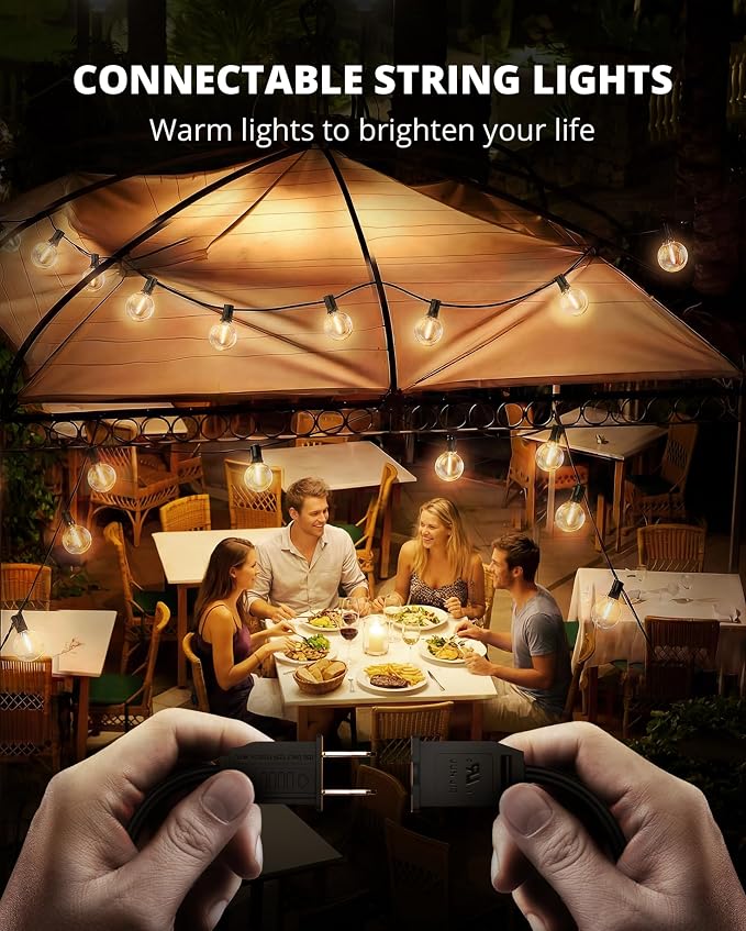 VIPAR Patio Lights, 50FT 27 G40 Bulbs Outdoor String Lights Waterproof for outside, Shatterproof Vintage Connectable LED Outdoor Lights for Patio, Backyard, Porch, Garden, Deck, Bistro, 2700K Dimmable