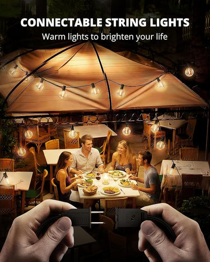 VIPAR Outdoor String Lights,30FT 13 G40 Patio Lights Waterproof for Balcony | Vintage LED Edison Bulbs,Connectable, Shatterproof,Waterproof,2700K Dimmable,Plug-in,for Backyard Porch Garden Deck Bistro