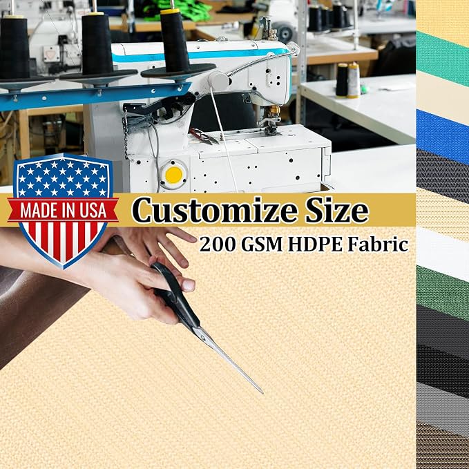 Shade&Beyond Customized Size 90% Sun Shade Cloth with Grommets, 4' X 14' Pergola Shade Cover Canopy, Mesh Tarp Sun Screens for Patio, Outdoor, Garden, Backyard GN01, Wheat
