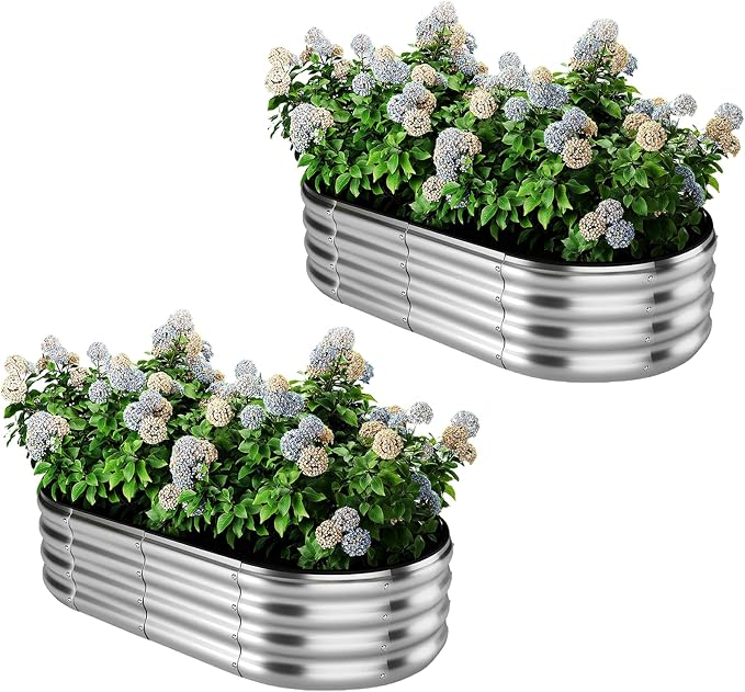 ZFHgarden Galvanized Metal Planter Raised Garden Bed Kit for Gardening Outdoor，4x2x1ft 2 Planter Grow Garden Box Raised Flower Bed，Long Vegetable Clearance Herb Raised Garden Beds for Gardening Metal