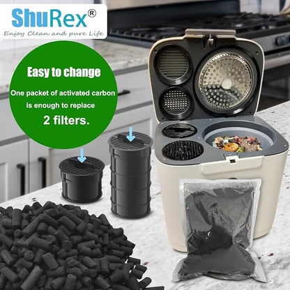 Odor Absorbing Carbon Refills for Fylecen Kitchen Smart Compost Bin | Replacement Activated Charcoal Filters Compatible with Fylecen Electric Kitchen Compost Filter, Kitchen Odor Absorbing Pack