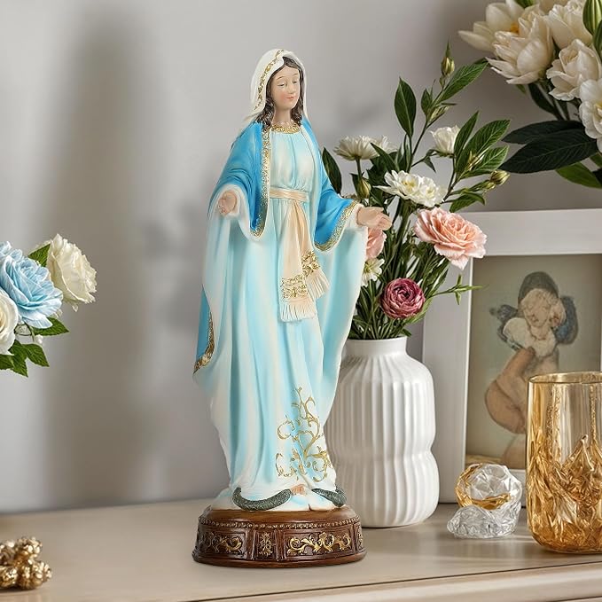 12" H Virgin Mary Staue Catholic, Blessed Mother Mary Statue, Our Lady of Grace Nativity Figurines Church Altar Home Holiday Decor, Inspiring Christmas Decor or Gift for Peace & Love