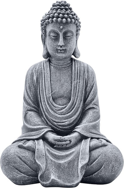 Goodeco 11.4" Meditating Buddha Statue Home Decor - Meditation Gifts for Room/Garden/Patio/Deck/Porch Yard Art Decoration, Zen Decor Buda Statues (Gray)