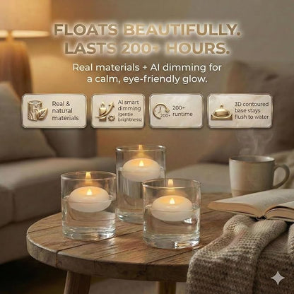Aignis 24pcs Flameless Candles Waterproof, 200Hr 2.2”LED Tea Lights with Battery, Water-Activated Candles for Pool, Wedding Centerpieces, Bath & Spa, Home Decoration (Elegant White)