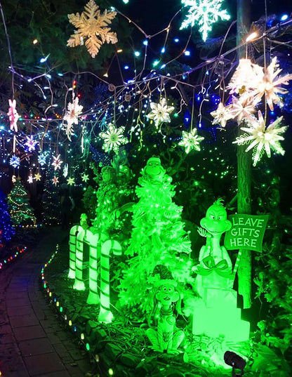 Green LED Spot Lights Outdoor, 14 LED Landscape Lighting with US Plug, IP65 Waterproof Spotlights for Tree Yard Garden Pathway Flag St. Patrick's Day Halloween Christmas Decor 2 Pack