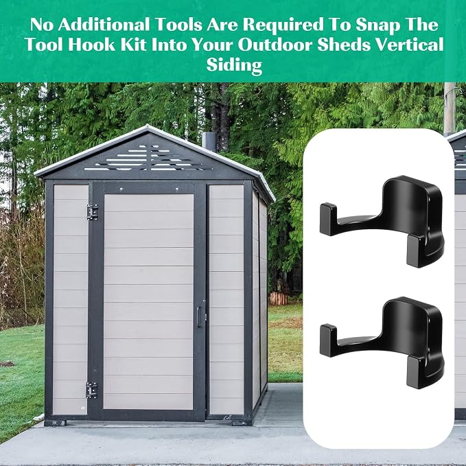 8 Pcs Shed Storage Tool Hooks Accessories Compatible with Suncast, Compatible with Craftsman for Hanging Shelves Accessories Part, Storage Sheds Replacement Screws, Brackets and Hooks(U Shaped)