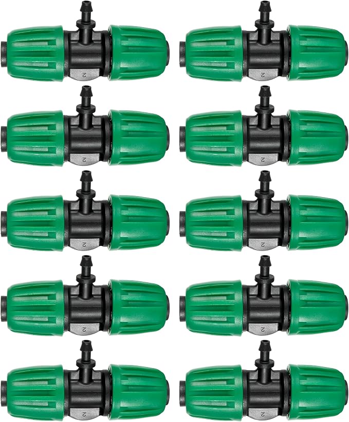10 Pcs 1/2" to 1/4" Barbed Tee Connector, 1/2 Inch to 1/4 Inch Drip Irrigation Fittings Drip Line Reducer Tee Connectors 1/2" to 1/4" 3-Way Splitter Connectors for Garden Drip Irrigation System