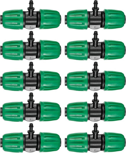 10 Pcs 1/2" to 1/4" Barbed Tee Connector, 1/2 Inch to 1/4 Inch Drip Irrigation Fittings Drip Line Reducer Tee Connectors 1/2" to 1/4" 3-Way Splitter Connectors for Garden Drip Irrigation System