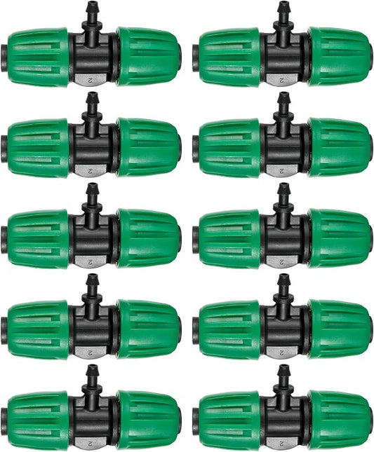 10 Pcs 1/2" to 1/4" Barbed Tee Connector, 1/2 Inch to 1/4 Inch Drip Irrigation Fittings Drip Line Reducer Tee Connectors 1/2" to 1/4" 3-Way Splitter Connectors for Garden Drip Irrigation System