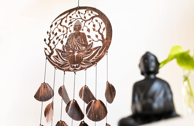 VP Home Shimmering Serenity Buddha Outdoor Garden Decor Wind Chime