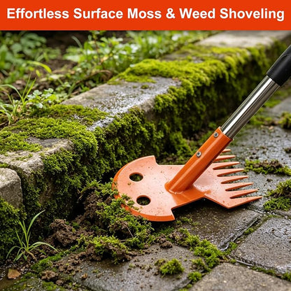 Weed Puller Tool with Long Handle, Upgraded Garden Weed Pulling Tool, Dual Purpose 9-Tine Weed Remover Tool, Uprooting Weeding Tool for Vegetable Gardening, Backyard Farm Planting