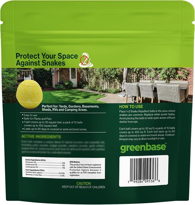 Snake Repellent for Yard Powerful Pet Safe,Moth Balls for Home Lawn Garden Camping Fishing Home to Repels Snakes and Other Pests - 15 Pack