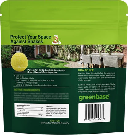 Snake Repellent for Yard Powerful Pet Safe,Moth Balls for Home Lawn Garden Camping Fishing Home to Repels Snakes and Other Pests - 15 Pack
