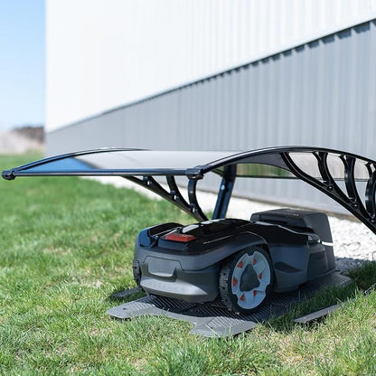Life Finds Outdoor Shade Cover Designed for Robotic Lawn Mowers, Portable Garage Roof for Robot Mowers, Weather Resistant Polycarbonate Canopy, Black, LF-RLS1