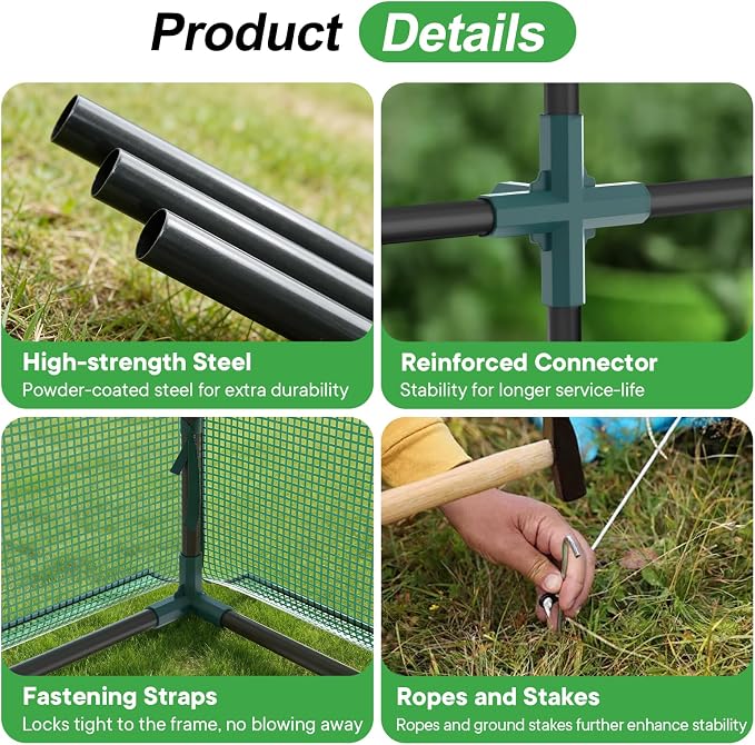 NEWBULIG Outdoor Greenhouse, Walk-in Greenhouse with 2 Tier 8 Plant Shelves, 56"x56"x77" Durable PVC Cover, Portable Greenhouses for Outdoor Garden, Patio, Porch, Backyard Green Houses, Green