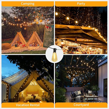 50FT Solar String Lights Outdoor Waterproof, 15+2 Shatterproof with Edison Bulbs,Solar Powered Outdoor Lights with Remote, LED String SolarLights for Garden, Backyard, Parties