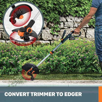 Worx Nitro 40V LEAFJET WG585 Leaf Blower Cordless with Battery & Charger, PowerShare, Blowers for Lawn Care Up to 165 MPH 620 CFM | Worx String Trimmer Cordless GT3.0 20V PowerShare 12" Edger & Weed Trimmer (2 Batteries & Charger Included) WG163