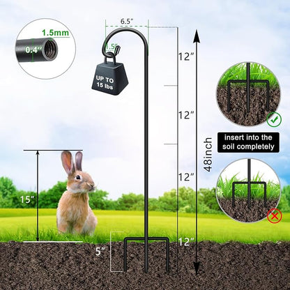 FEED GARDEN Adjustable 48 Inch Small Shepherd Hooks for Outdoor, Garden Hook for Lanterns, Shepard Hooks for Hanging Plants, Bird Feeders, Solar Lights, Mason Jars, Weddings Decor,2 Pack