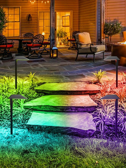 5W RGBW Low Voltage Landscape Lights LED Pathway Lights with Connectors,IP66 Waterproof Color Changing Landscape Lighting 12-24V Landscape Path Light for Walkway Garden Yard Lawn (12Pack)