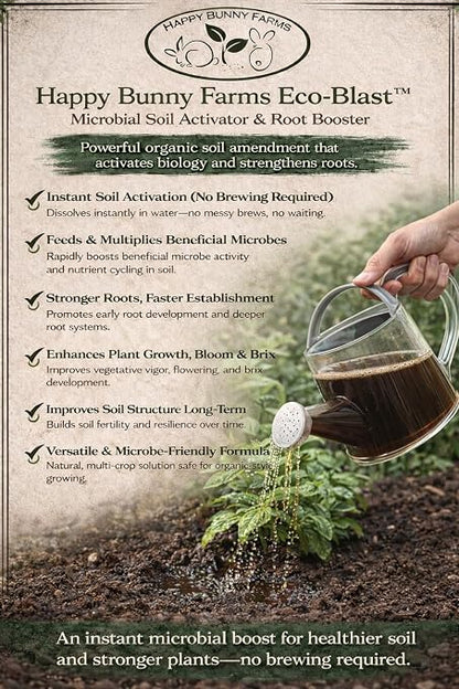 Eco-Blast™ Instant Compost Tea – 2oz Bag. Soil Microbes with Plant Probiotics, Mycorrhizae, Kelp, Yucca, Humic, Amino & Fulvic Acids.