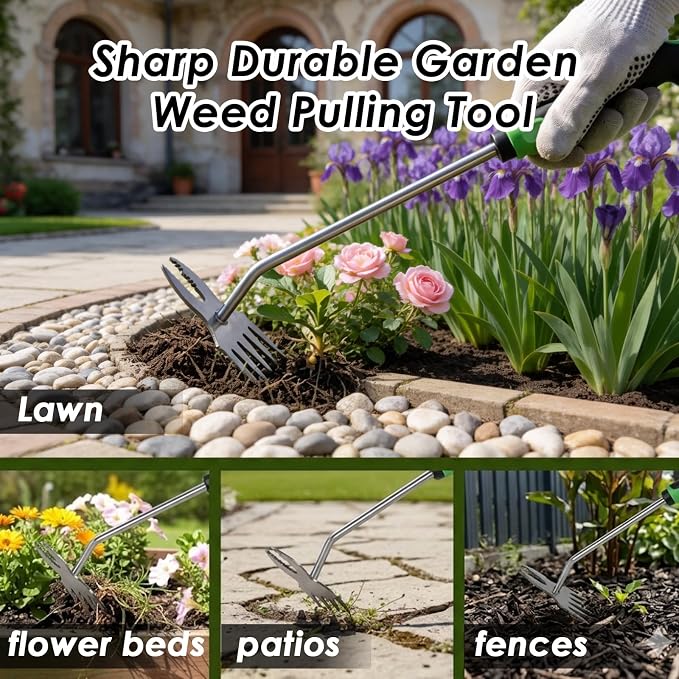Ocean Pearl Weed Puller Tool, Weed Puller Hand Weeding Tool, Weeder Tool, Weed Remover Tool for Garden Tools & Gardening Hand Tools, Manual Dandelion Root Remover, Ergonomic Handle for Lawn Yard