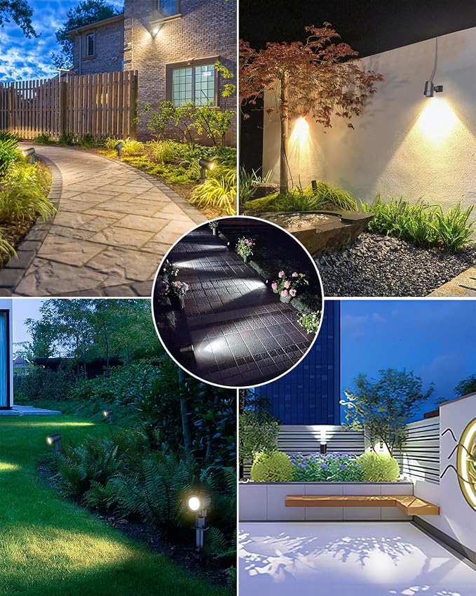Cly 6 in 1 Solar Spotlights Landscape Outdoor Garden, Solar Powered Lights | IP66 Waterproof Landscape Lighting with Remote 18M Cable for Garden, Lawn, Patio, 2700K/4000K/6500K