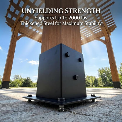 4x4 Post Base Brackets, 3.58'' x 3.58'', Heavy Duty, 4 Pack | Powder-Coated Steel, 2000 lb Support, Includes Bolts and Screws