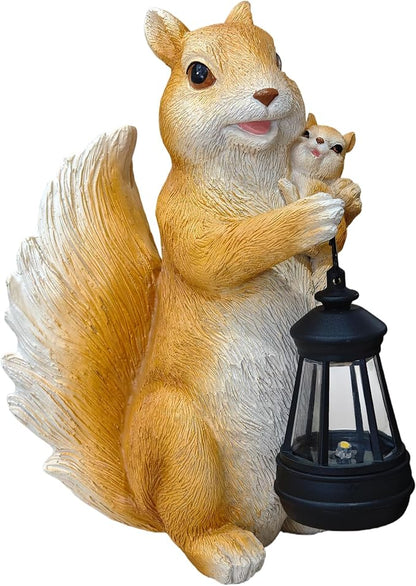 Solar Garden Statues Outdoor Decor – Cute Squirrel Statue with LED Lights, Waterproof Animal Figurine Lawn Ornament for Yard, Patio or Porch, Garden Decor Gift for Women & Mom