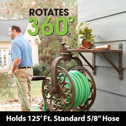 Liberty Garden 710 Navigator Rotating Garden Hose Reel, Holds 125-Feet of 5/8-Inch Hose - Bronze