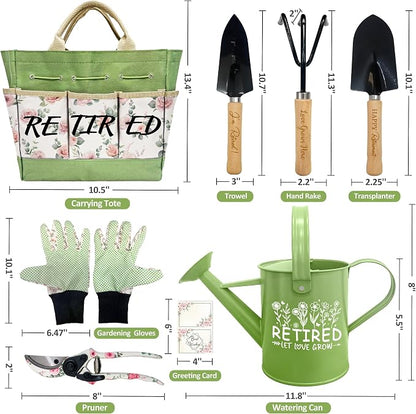 Retirement Gift for Woman, Garden Kit Christmas Retirement Gifts Floral Gardening Tool and Durable Garden Tool Organizer Bag, Gardening Set for Grandma/Coworker, Retired Plant Lover Birthday Present