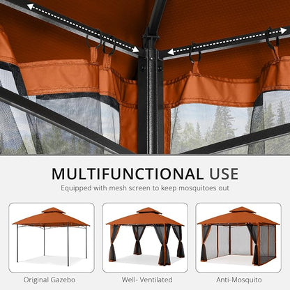 MASTERCANOPY Patio Gazebo Mosquito Netting Screen Walls (10x12, Rust Red)